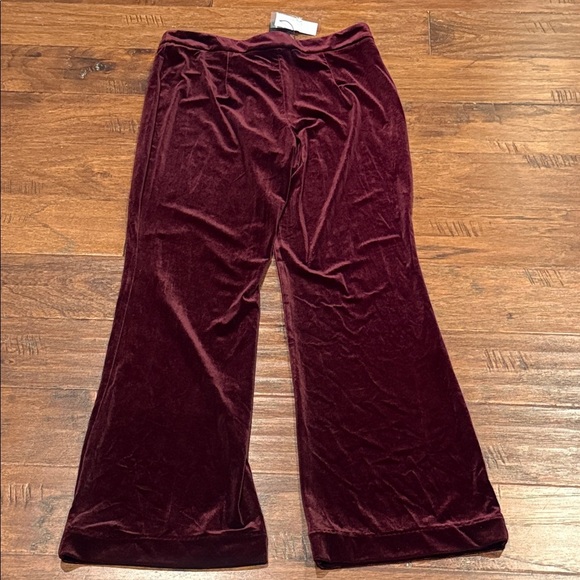 NWT! Size 10 Velvet Wide-Leg Pants in Deep Burgundy - Picture 9 of 14
